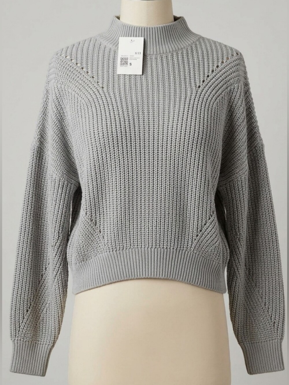 Forever 21 Light Gray Mock Neck Ribbed Sweater Pit 24 Fits S To Large